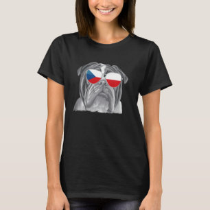 T-shirt Bulldog Chien Tchèque Drapeau Lunettes de soleil