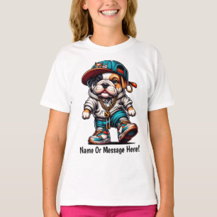 T-shirt Bulldog chiot coloré design personnalisé de rue