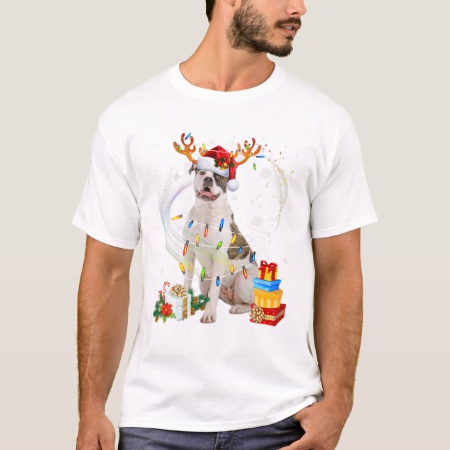 T-shirt Bulldog Christmas Reindee (Devant)