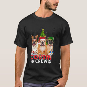 T-shirt Bulldog Cousin Crew Christmas Tree Boys Girls Merr
