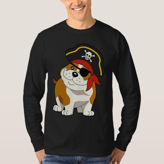 T-shirt Bulldog Dog Pirate Captain with Skull Easy Hallowe (Devant)