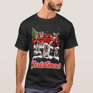 T-shirt Bulldog équitation Camion Rouge Arbre de Noël Bull