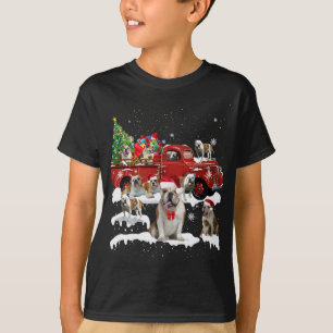 T-shirt Bulldog équitation Camion Rouge Joyeux Noël Noël X