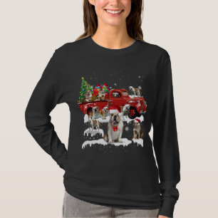 T-shirt Bulldog équitation Camion Rouge Joyeux Noël Noël X
