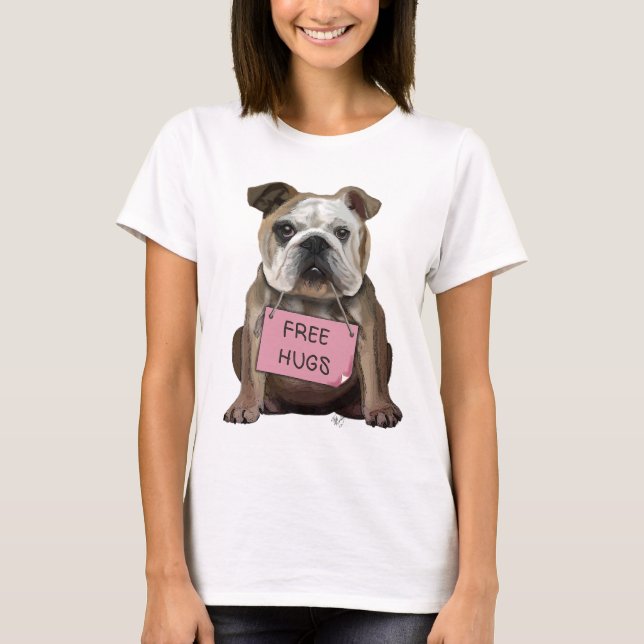 T-shirt Bulldog Free Hugs (Devant)