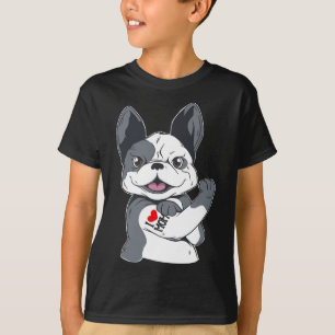 T-shirt Bulldog Funny J'aime maman tatouage