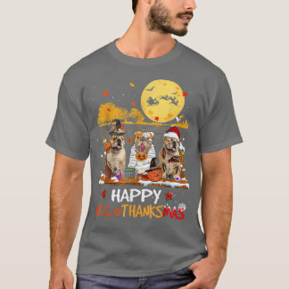T-shirt Bulldog Happy Hallothanksmas Halloween Thanksgivin