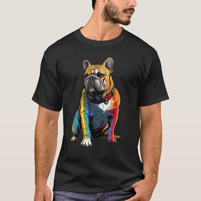 T-shirt Bulldog LGBT Pride Colors (Devant)