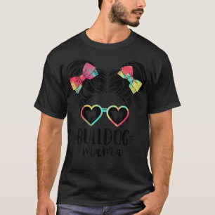 T-shirt Bulldog Mama Cadeaux Double Cheveux Bun Français B