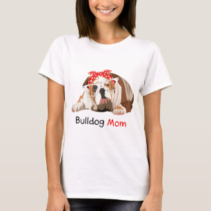 T-shirt Bulldog Maman Chien Bandana Animal Lover Cadeau Fe