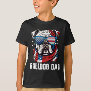 T-shirt Bulldog Papa Usa Drapeau 4 juillet père de chien