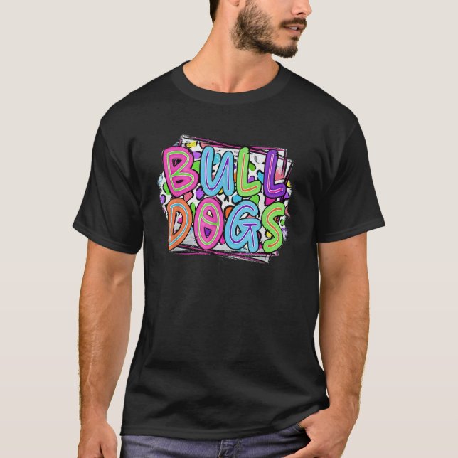 T-shirt Bulldog School Football Team Mascot Spirit Jeu Da (Devant)