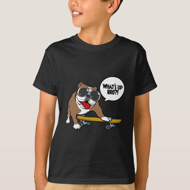 T-shirt Bulldog Skateboarder (Devant)