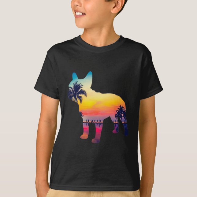 T-shirt Bulldog Sunset Design  (Devant)