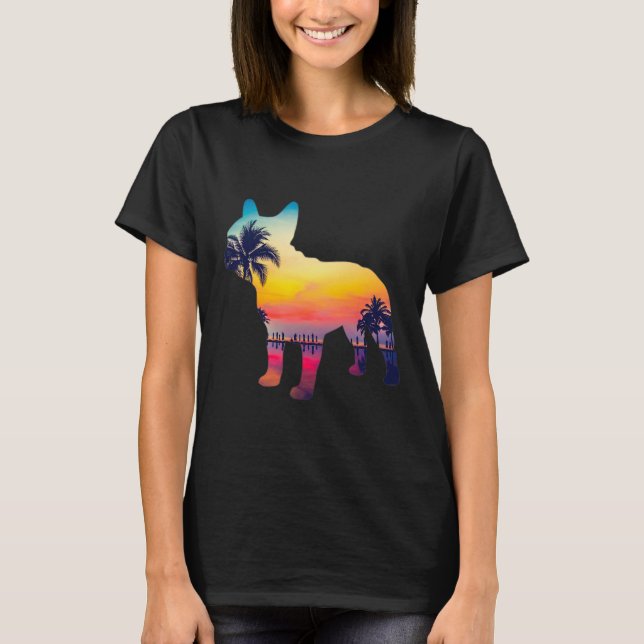T-shirt Bulldog Sunset Design  (Devant)