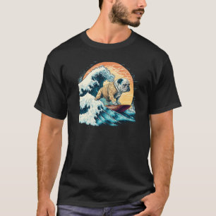 T-shirt Bulldog surf anglais sur la grande vague de Kanag