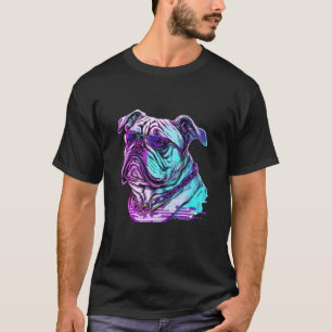 T-shirt Bulldog Synthwave 80s Rétrowave esthétique