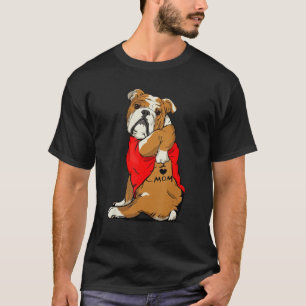 T-shirt Bulldog Tattoo J'aime maman mignonne chien Fête de