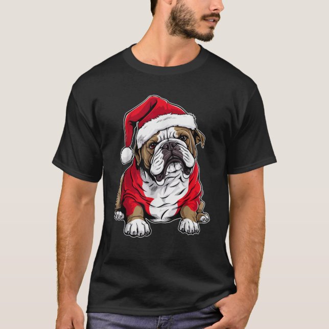T-shirt Bulldog Wearing Santa Hat Xmas Bulldog Lover Chris (Devant)