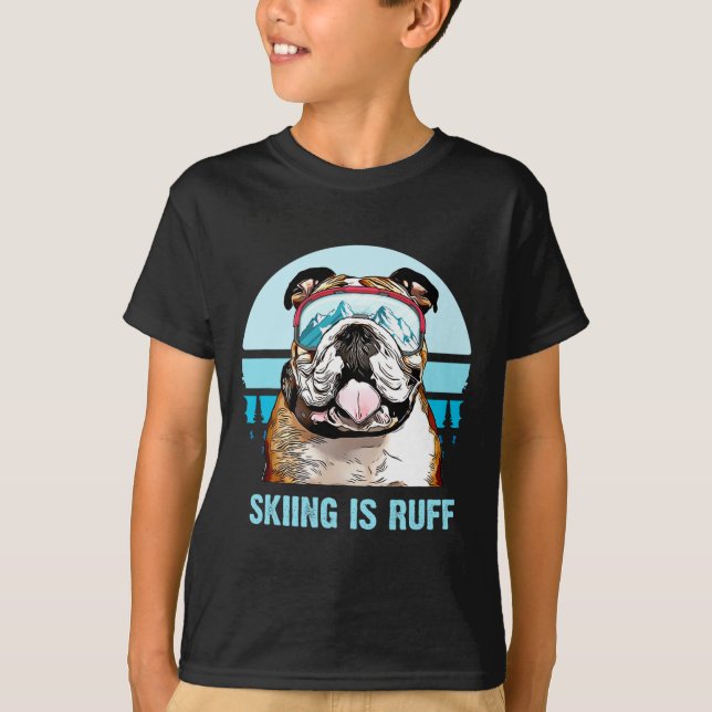 T-shirt Bulldog Winter Ski Est Un Amoureux des chiens De S (Devant)