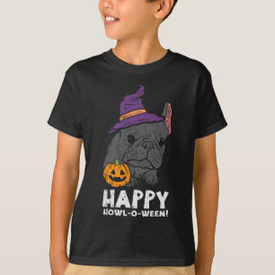 T-shirt Bulldog Witch Happy Howl O Ween Fun Halloween Chie