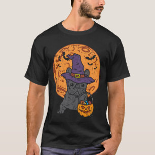 T-shirt Bulldog Witch Moon Citrouille Halloween Frenchie C