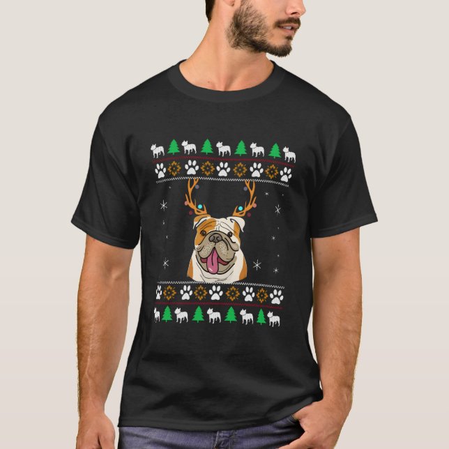 T-shirt Bulldog With Antlers In An Ugly (Devant)