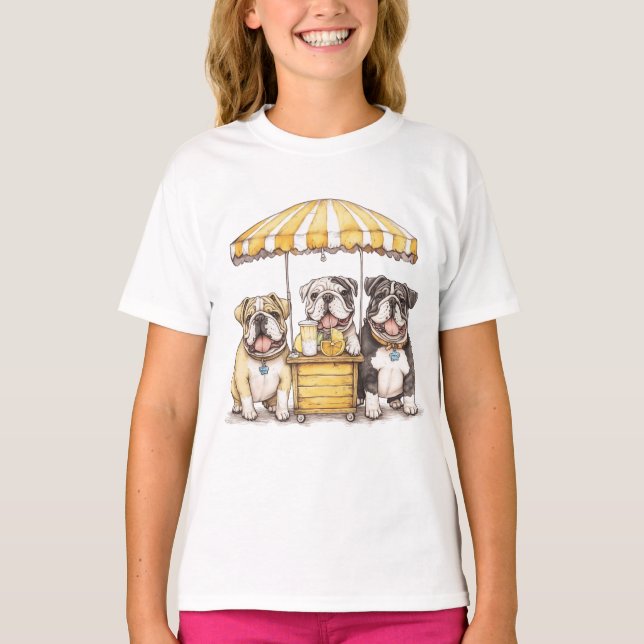 T-shirt Bulldogs Anglais Courant Un Stand De Lemonade (Devant)
