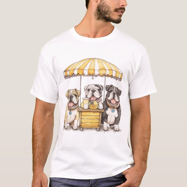 T-shirt Bulldogs Anglais Courant Un Stand De Lemonade (Devant)