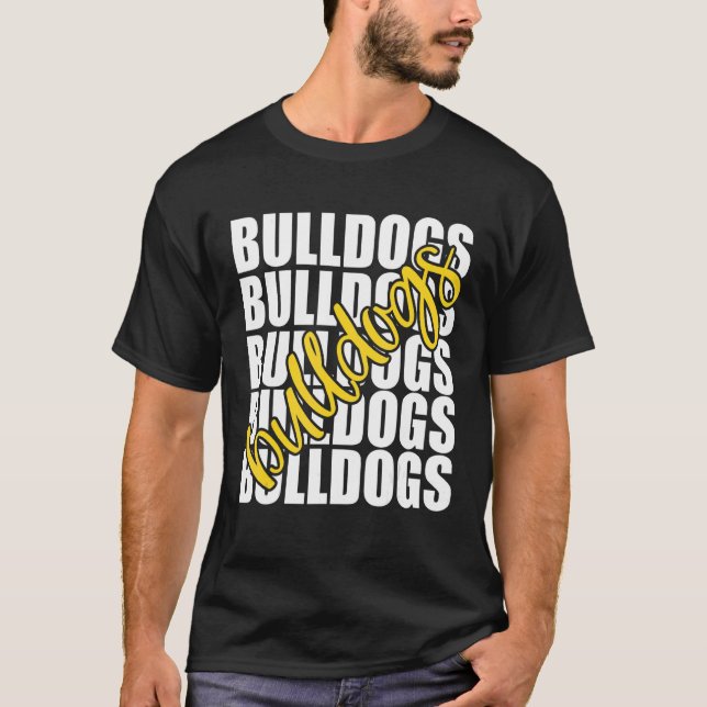 T-shirt Bulldogs École Jaune Ventilateur Sport Team Spirit (Devant)