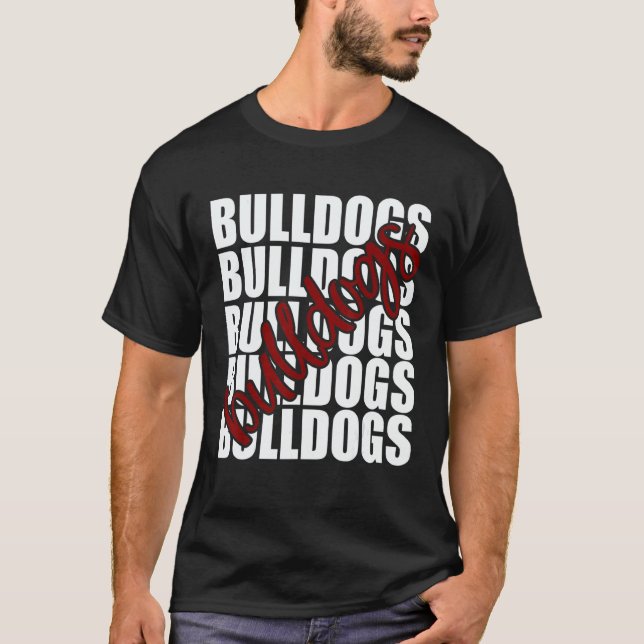 T-shirt Bulldogs Maroon School Sports Fan Team Spirit (Devant)