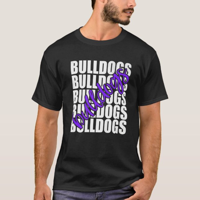 T-shirt Bulldogs Purple School Sports Fan Team Spirit   (Devant)