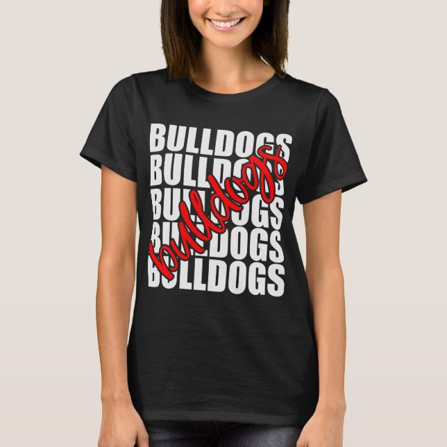 T-shirt Bulldogs Red School Sports Fan Team Spirit (Devant)