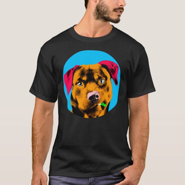 T-shirt Bulle bleue Rottweiler Chien Pop (Devant)