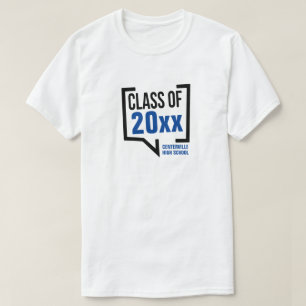 T-shirt Bulle de discours de l'année de la classe bleue