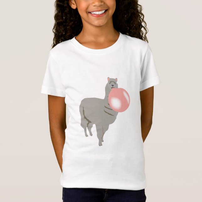 T-Shirt Bulle de gomme Llama soufflant bulle (Devant)