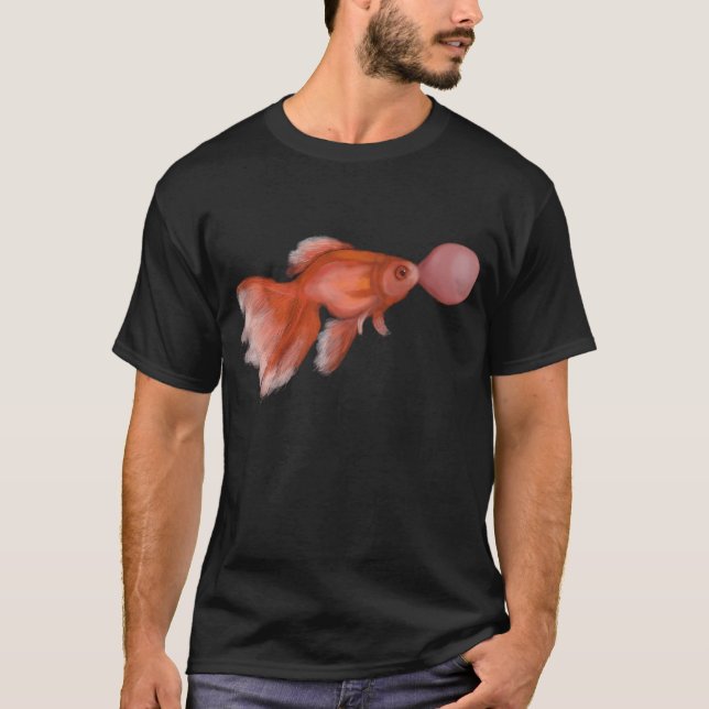 T-shirt Bulles de bubble gum de poisson rouge (Devant)