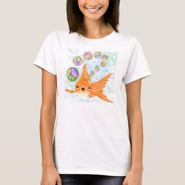 T-shirt Bulles de paix de poisson rouge (Devant)
