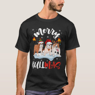 T-shirt Bullmas Fun Père Noël Renne Elfe Bouledogue Noël