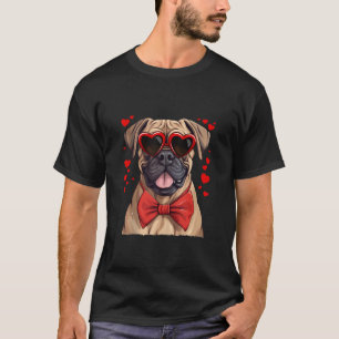 T-shirt Bullmastiff Coeurs Chien Lunettes de soleil Bow ro