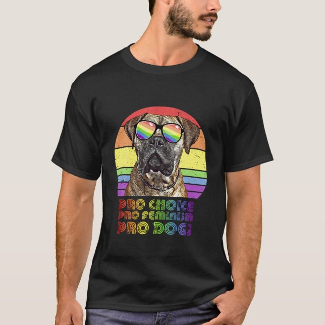 T-shirt Bullmastiff Pro Choice Pro Feminism Pro Chiens LGB (Devant)