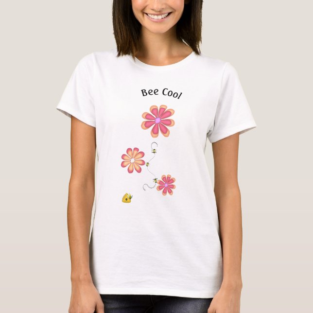 T-shirt Bumblebees Cool d'abeilles aux fleurs 3D (Devant)