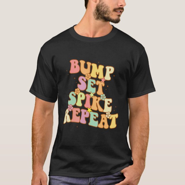T-shirt Bump Set Spike Repeat Cute Groovy Teen Girls Volle (Devant)