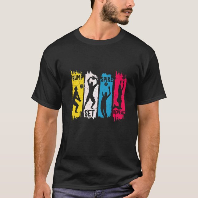 T-shirt Bump Set Spike Répéter Volleyball (Devant)