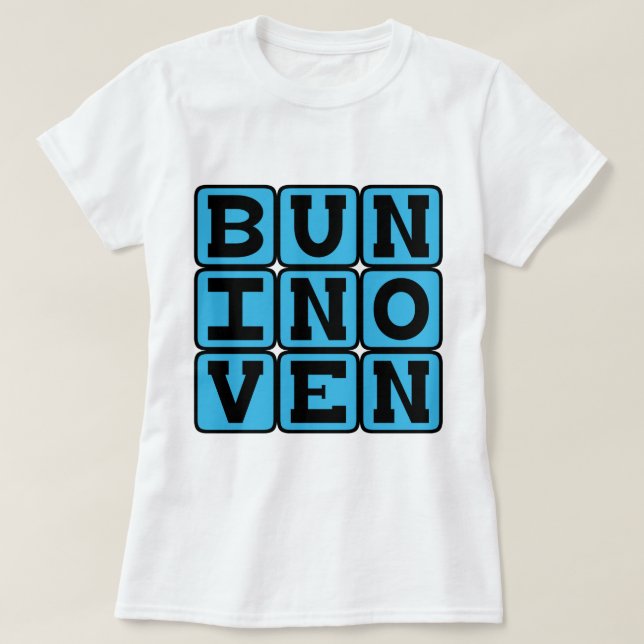 T-shirt Bun au Four, Annonce de Grossesse (Bleu) (Design devant)