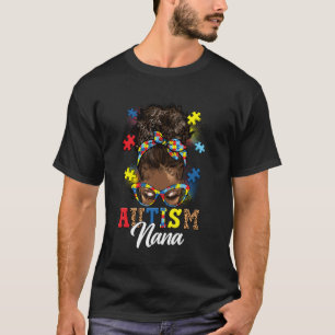 T-shirt Bun Cheveux Messy Afro Noir Femmes Autisme Nana Au