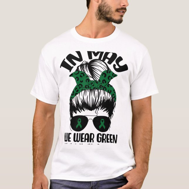 T-shirt Bun En Mai Nous Portons Vert Santé Mentale Sensibi (Devant)