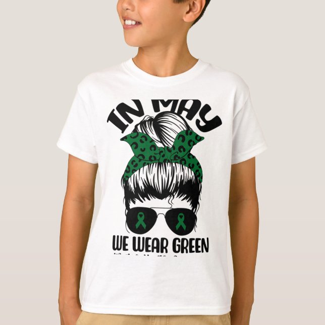T-shirt Bun En Mai Nous Portons Vert Santé Mentale Sensibi (Devant)