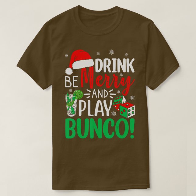 T-shirt Bunco Noël Boire Joyeux Jouer Bunco Dice Vilain S (Design devant)