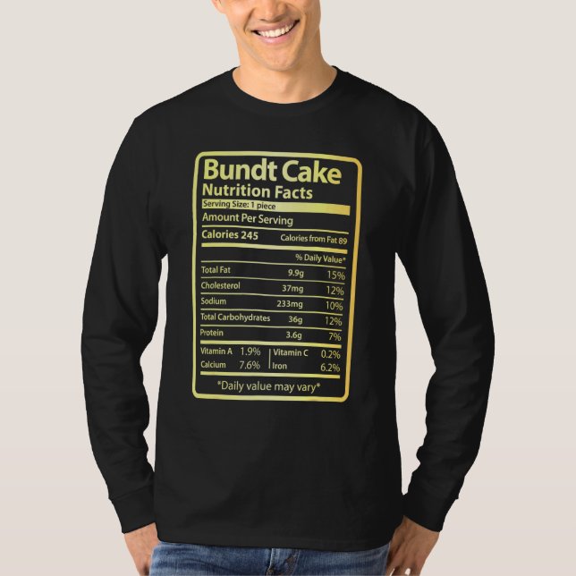 T-shirt Bundt Cake Nutrition Fiches Aliments Pour Noël (Devant)